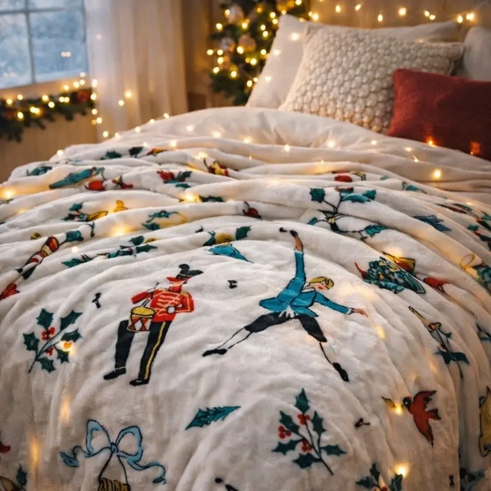 Rachel Roy 12 Days of Christmas Plush Blanket Full Queen Holiday Cozy